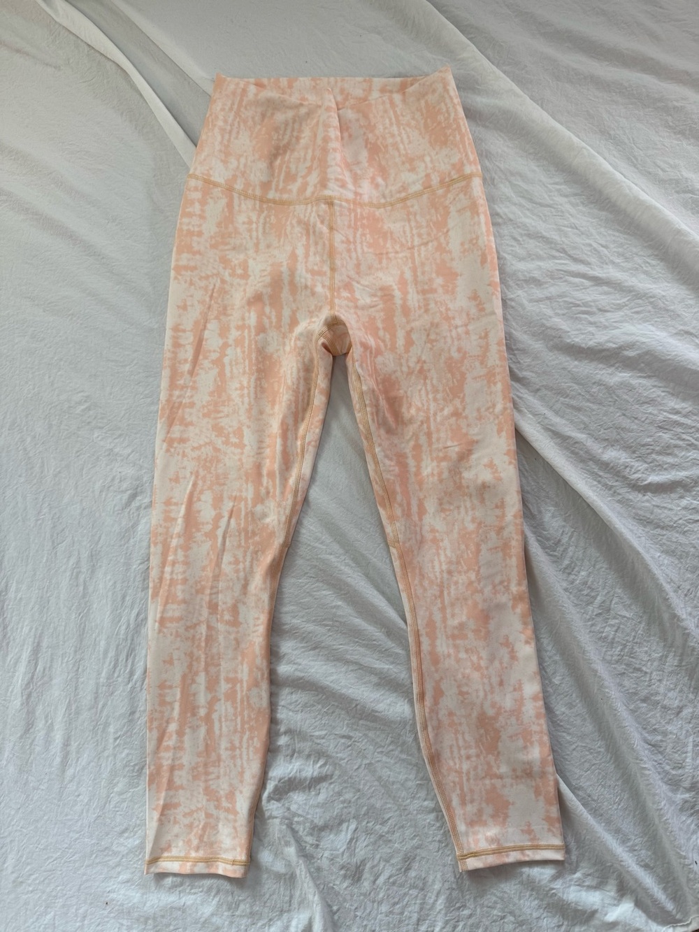 Fabletics Pure Luxe 7/8 Leggings in peach tie-dye NWT